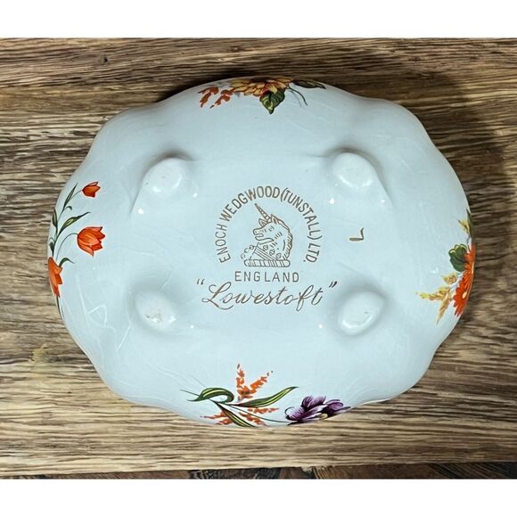 Enoch Wedgwood Tunstall Lowestoft Floral Creamer & Sugar England Vintage - Picture 8 of 9